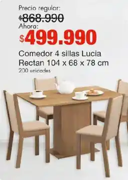 Metro Lucia Rectan comedor 4 sillas oferta