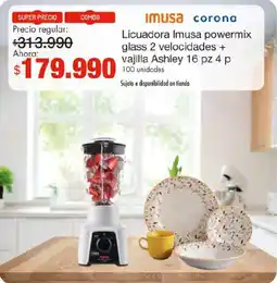 Metro Imusa licuadora powermix glass + Ashley vajilla oferta