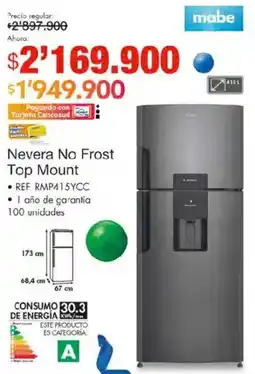 Metro Mabe nevera no frost top mount oferta