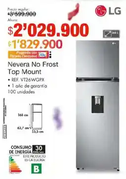 Metro LG Nevera no frost top mount oferta