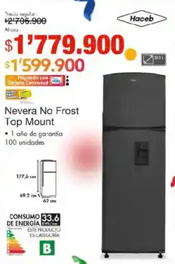Metro Haceb Nevera no frost top mount oferta