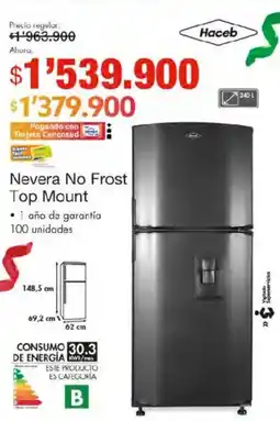 Metro Haceb Nevera no frost top mount oferta