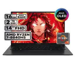 Falabella PORTÁTIL ZENBOOK AMD RYZEN 7-8840HS 16GB RAM 2TB SSD 14 OLED JADE BLACK oferta