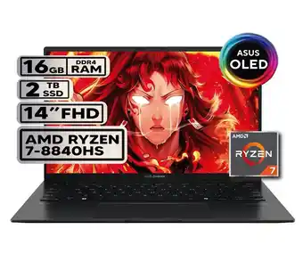 Falabella PORTÁTIL ZENBOOK AMD RYZEN 7-8840HS 16GB RAM 2TB SSD 14 OLED JADE BLACK oferta