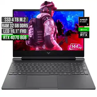 Falabella Portátil Victus AMD Ryzen 7 RTX 4070 32GB RAM 4TB SSD 16 FHD 144Hz oferta