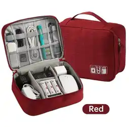 Falabella Estuche Organizador Cables Bolsa Viaje Almacenar Color rojo vino tinto oferta