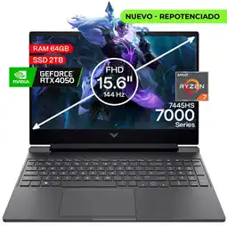 Falabella Portátil Gamer Victus AMD Ryzen 7 RAM 64GB SSD 2TB RTX4050 6GB FHD156 144Hz Gamer oferta