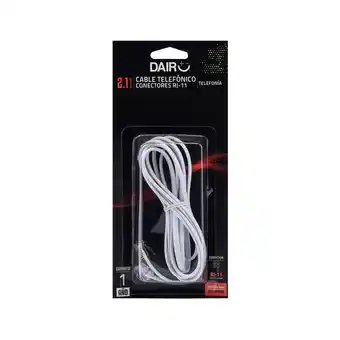 Falabella Cable Teléfono 2,1 Metros-7 Ft Blanco Plano Rj-11 oferta