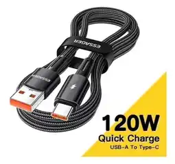 Falabella Cable Tipo C Carga Rápida USB-A a USB-C 120W Negro 1m oferta