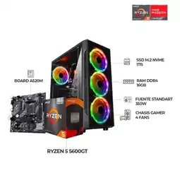 Falabella COMPUTADOR GAMER RYZEN 5 5600GT - RAM 16GB - SSD 1TB - A520 - CHASIS 4 FANS RGB oferta