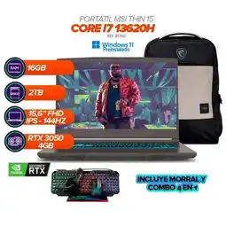 Falabella Thin 15 B13UC / Core i7-13620H / 16GB RAM / SSD 2TB / RTX 3050 / 15.6 FHD 144Hz + Combo 4 en 1 oferta