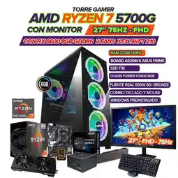 Falabella PC GAMER RYZEN 7 5700G/ GRAFICA RX6600 8GB/ MONITOR 27 FHD/ RAM 32GB/ 1TB SSD oferta