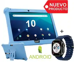 Falabella Tablet Niños 10 Pulg Android 11 32GB 2GB RAM + ESTUCHE + Reloj oferta