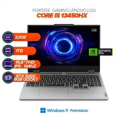 Falabella Portátil Gamer LOQ 15.6 FHD 144Hz i5 13450HX / RTX 5050 8GB / RAM 32GB / SSD 1TB / Win 11 oferta