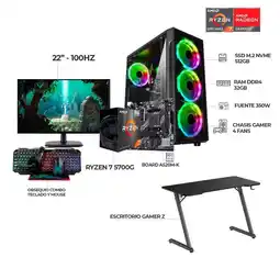 Falabella COMPUTADOR GAMER RYZEN 7 5700G RAM 32GB SSD 512GB + MONITOR 22 FHD + ESCRITORIO oferta