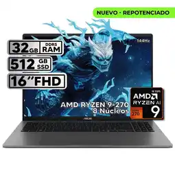 Falabella PORTÁTIL 16″ RYZEN 9 32GB RAM 512GB SSD WUXGA GRIS + KASPERSKY oferta