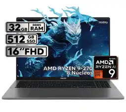 Falabella PORTÁTIL 16″ RYZEN 9 32GB RAM 512GB SSD WUXGA GRIS + KASPERSKY oferta