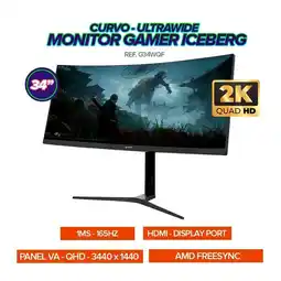 Falabella Monitor Gamer G34WQF 34” Curvo UltraWide QHDVA 165Hz oferta