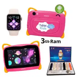 Falabella Tablet Niños 3GB RAM Android 13 32GB Wifi + Reloj Inteligente Rosado oferta