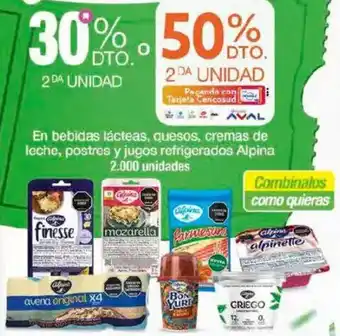 En bebidas lácteas, quesos, cremas de leche, postres y jugos refrigerados alpina
