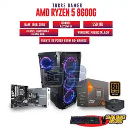 Falabella PC GAMER R5 8600G RAM 16GB DDR5 SSD 512GB M2 BOARD A620M CHASIS GAMER RGB oferta