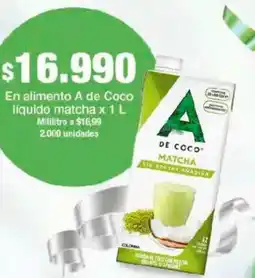 Jumbo A de coco en alimento líquido matcha oferta