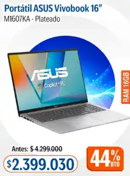 Alkosto Asus portátil vivobook 16" oferta