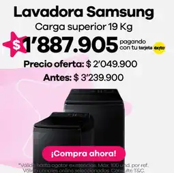 Éxito Samsung lavadora carga superior oferta