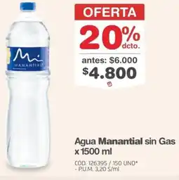 Makro Manantial agua sin gas oferta