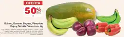 Makro Guineo, banano, papaya, pimentón rojo y cebolla cabezona oferta