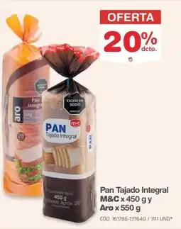 Makro M&c pan tajado integral oferta