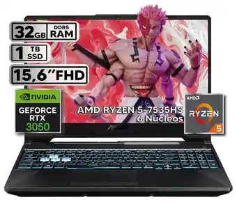 Falabella PORTÁTIL GAMER RYZEN 5 7535HS 32GB RAM 1TB SSD RTX 3050 4GB 15,6 FHD BLACK oferta