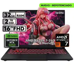 Falabella TUF A16 RYZEN 7 260 - RTX 5050 8GB GDDR7 - 32GB RAM - 2TB SSD - 16 FHD oferta
