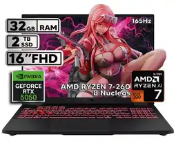 Falabella TUF A16 RYZEN 7 260 - RTX 5050 8GB GDDR7 - 32GB RAM - 2TB SSD - 16 FHD oferta