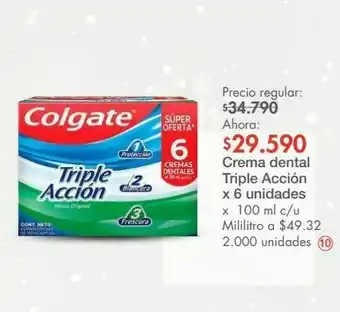 Metro Crema dental triple acción x 6 unidades x 100 ml c/u oferta