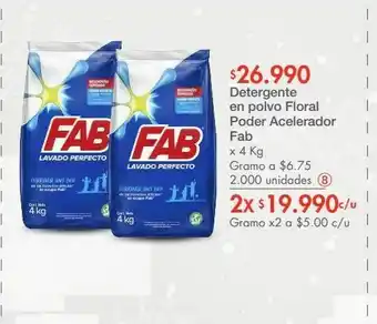 Metro Detergente en polvo floral poder acelerador fab x 4 kg oferta