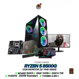 Falabella Pc Gamer Ryzen 5 8500G / 32GB RAM / 1TB SSD / B650 / F. 350W / Monitor 22 FHD oferta