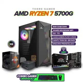 Falabella PC Gamer Ryzen 7 5700G / RAM 32GB / SSD 1TB / Board B550 / 700W 80+ BRONZE oferta