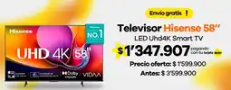 Éxito Hisense televisor 58" oferta