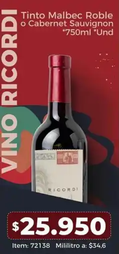 Mercamio Tinto malbec roble o cabernet sauvignon oferta