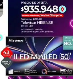Olímpica Hisense smart tv 50" oferta