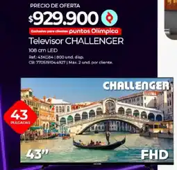 Olímpica Challenger smart tv 43" oferta
