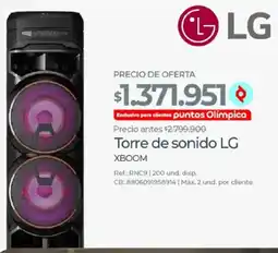 Olímpica Lg torre de sonido xboom oferta