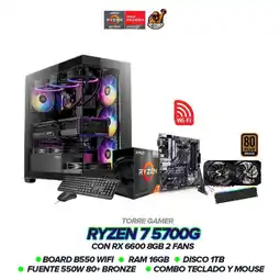 Falabella Torre Gamer Ryzen 7 5700G/RX 6600 8GB/16GB RAM/1TB/B550 WiFi/550W 80+ BRZ oferta
