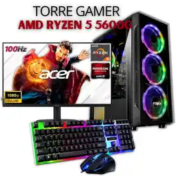 Falabella TORRE GAMER RYZEN 5 5600G / 32GB RAM/ 512GB SSD /BOARD A520M/ MONITOR 22FHD oferta