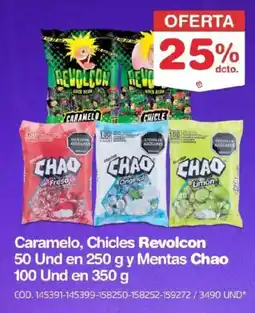 Makro Revolcon caramelo, chicles y Chao mentas oferta
