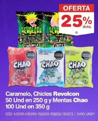 Revolcon caramelo, chicles y Chao mentas