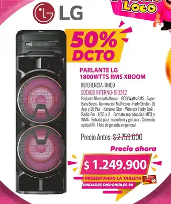 MercaCentro LG Xboom parlante 1800WTTS RMS oferta