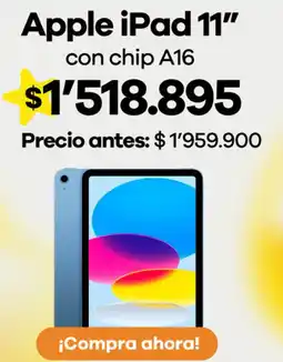 Éxito Apple ipad 11" con chip a16 oferta