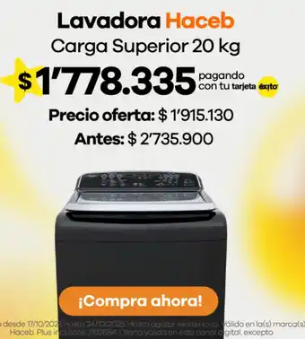 Haceb lavadora carga superior